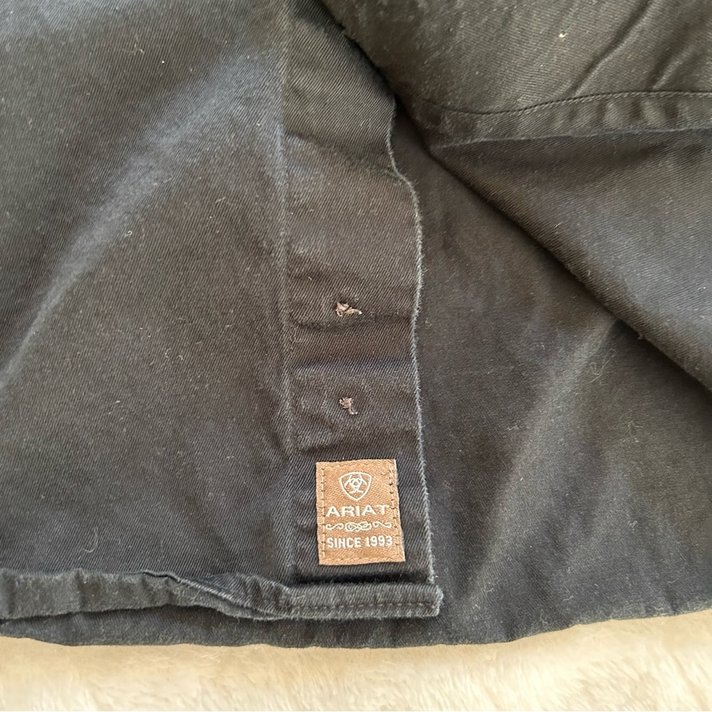 Ariat Men's Solid Twill Classic Fit Shirt Black Button Front Long Sleeve sz XXL - Picture 7 of 13